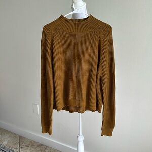 Fin and Vince women’s waffle mock neck sweater hazelnut color